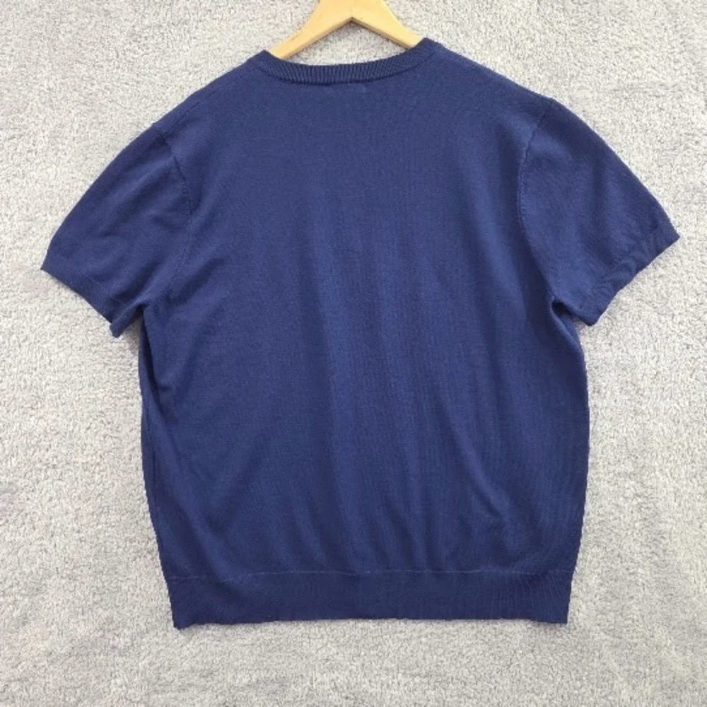 COOFANDY Men's Knit Henley Sweater Shirt Short Sleeve Blue 2XL Casual Button Tee